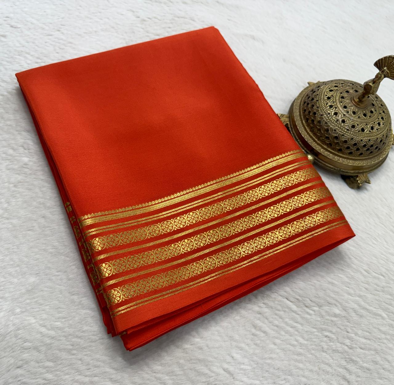 Pure Mysore Crepe Silk Traditional Wedding Saree