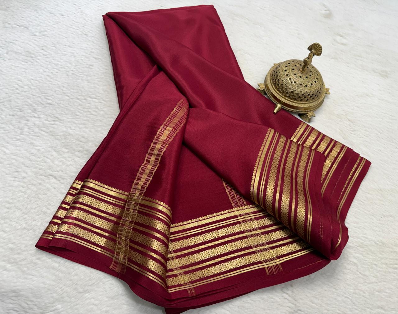 Pure Mysore Crepe Silk Traditional Wedding Saree
