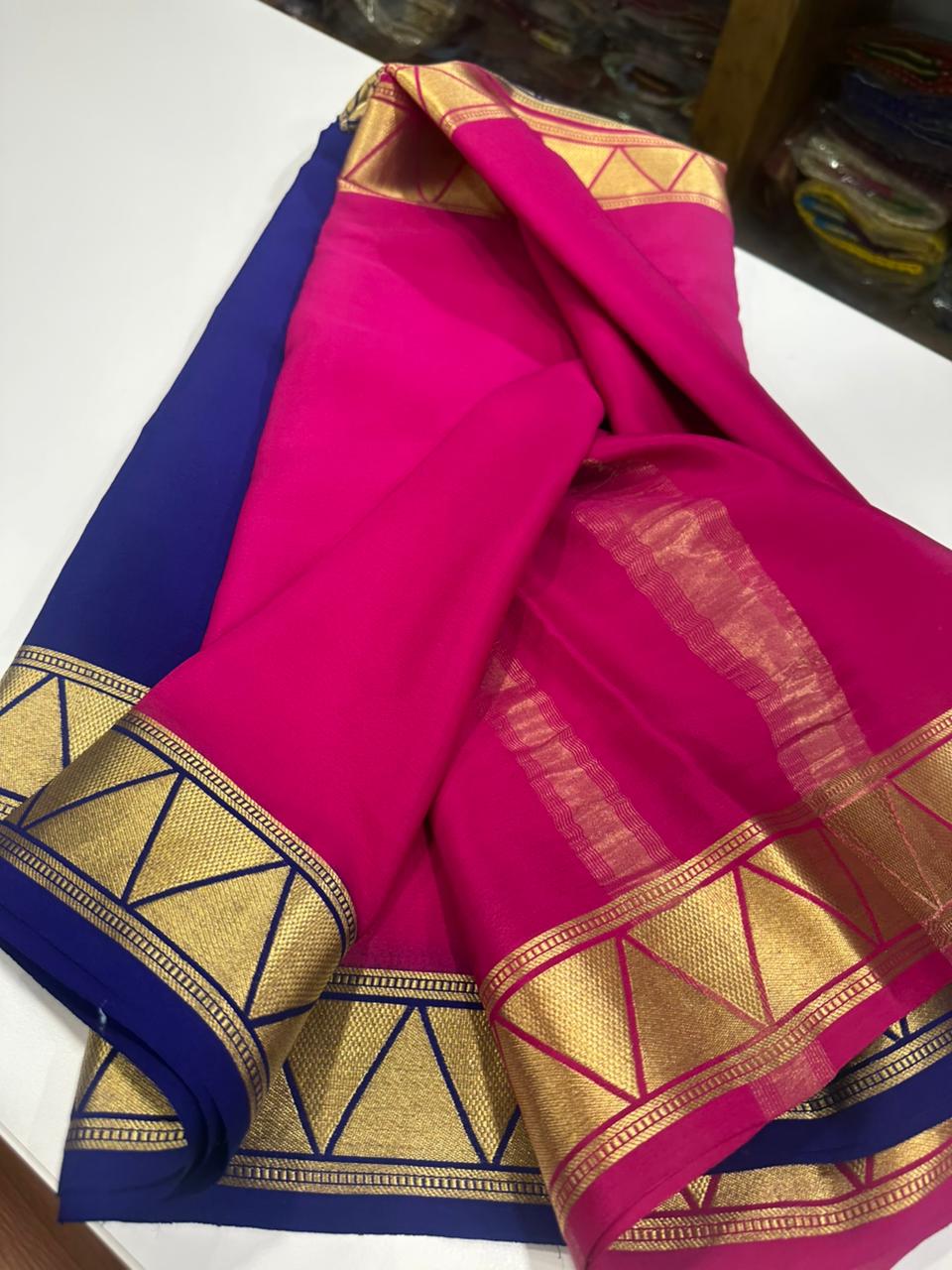 Pure Mysore Crepe Silk Half and Half Saree