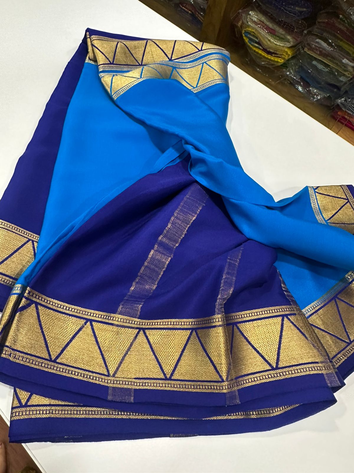 Pure Mysore Crepe Silk Half and Half Saree