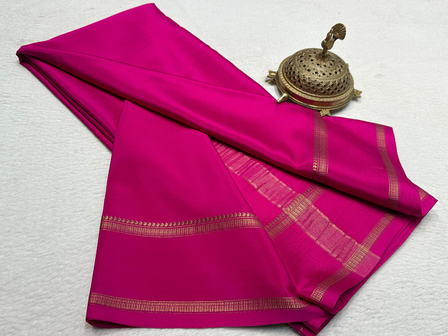 Pure Mysore Silk Real Gold and Silver Zari Work Saree