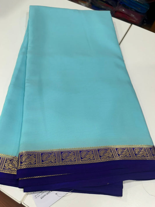 Pure Mysore Silk Real Gold and Silver Zari Work Saree