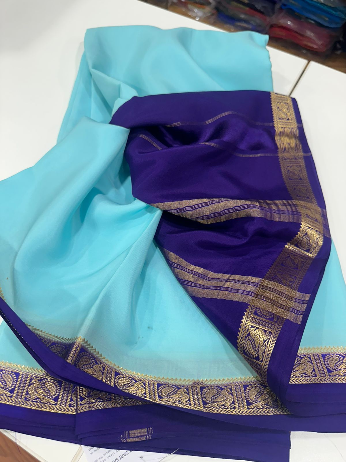 Pure Mysore Silk Real Gold and Silver Zari Work Saree