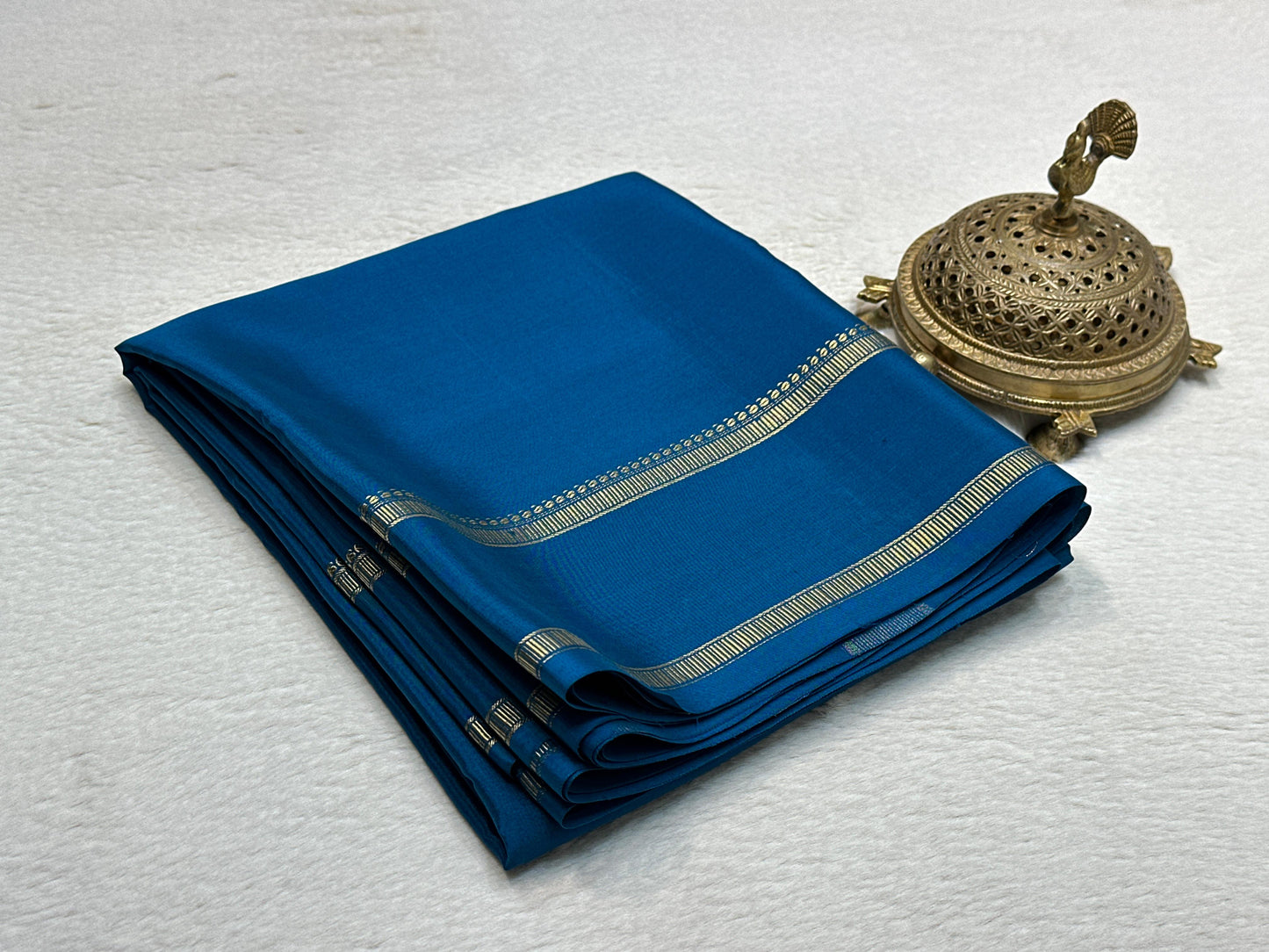 Pure Mysore Silk Real Gold and Silver Zari Work Saree