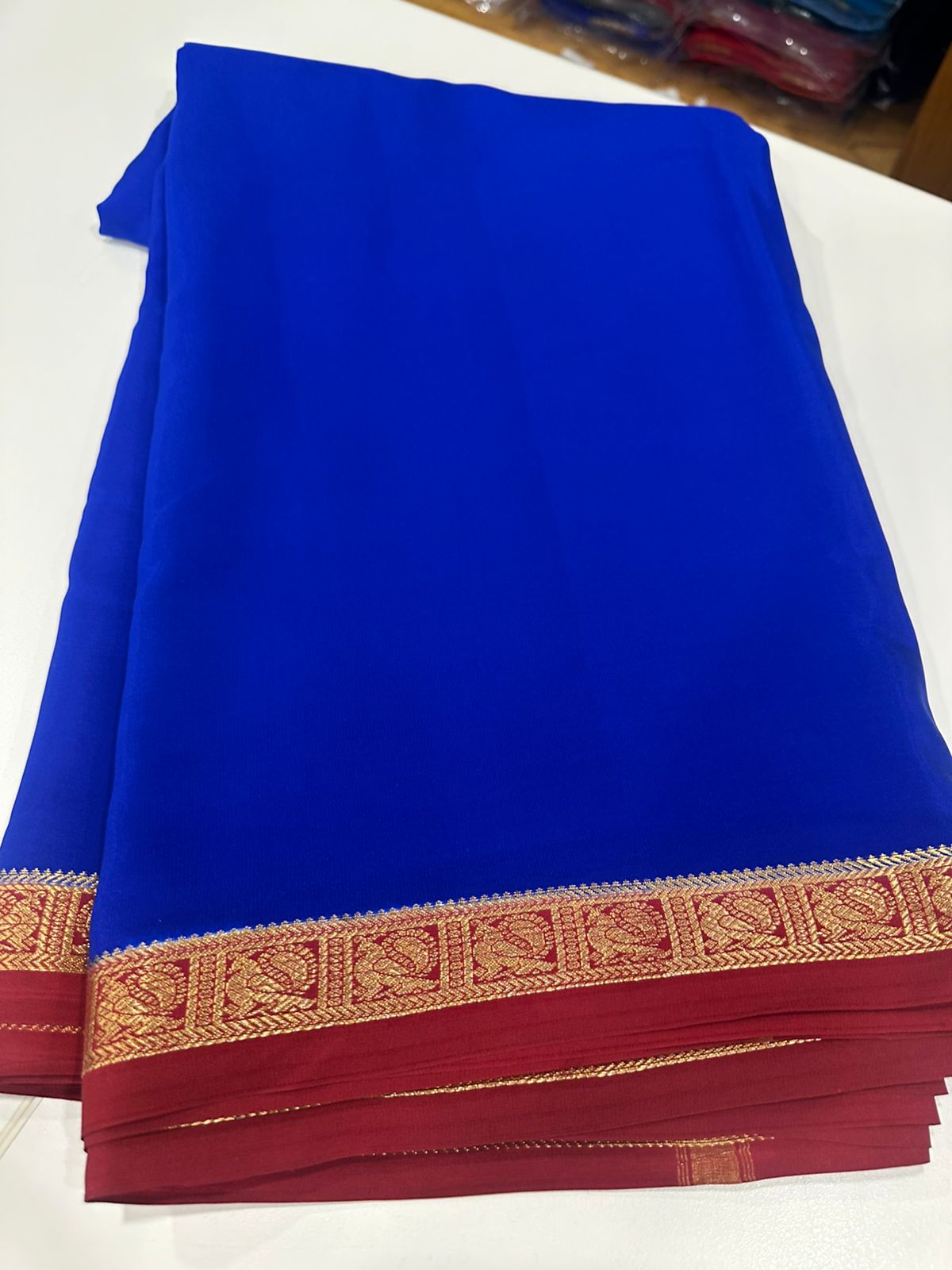 Pure Mysore Silk Real Gold and Silver Zari Work Saree