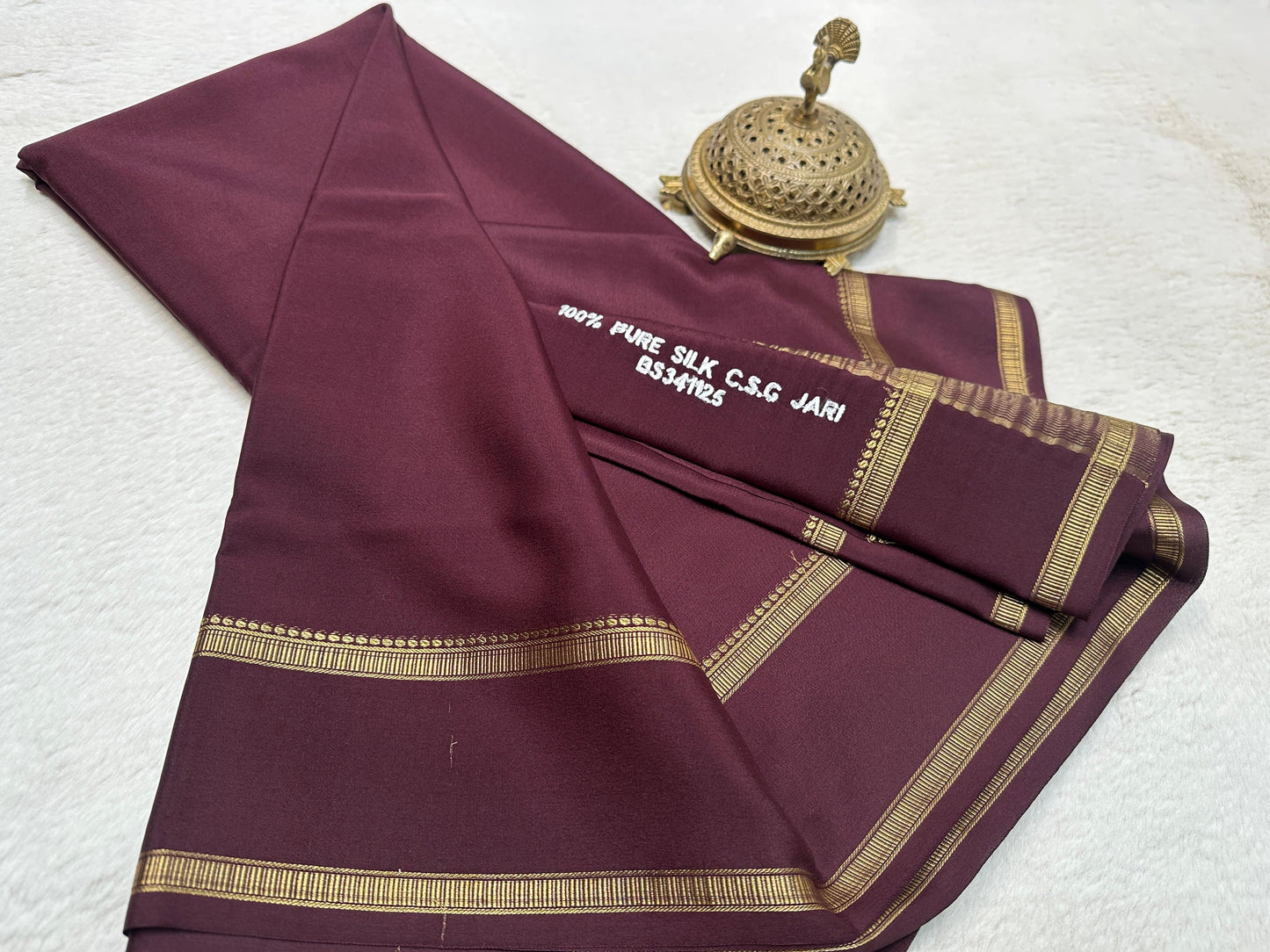 Pure Mysore Silk Real Gold and Silver Zari Work Saree