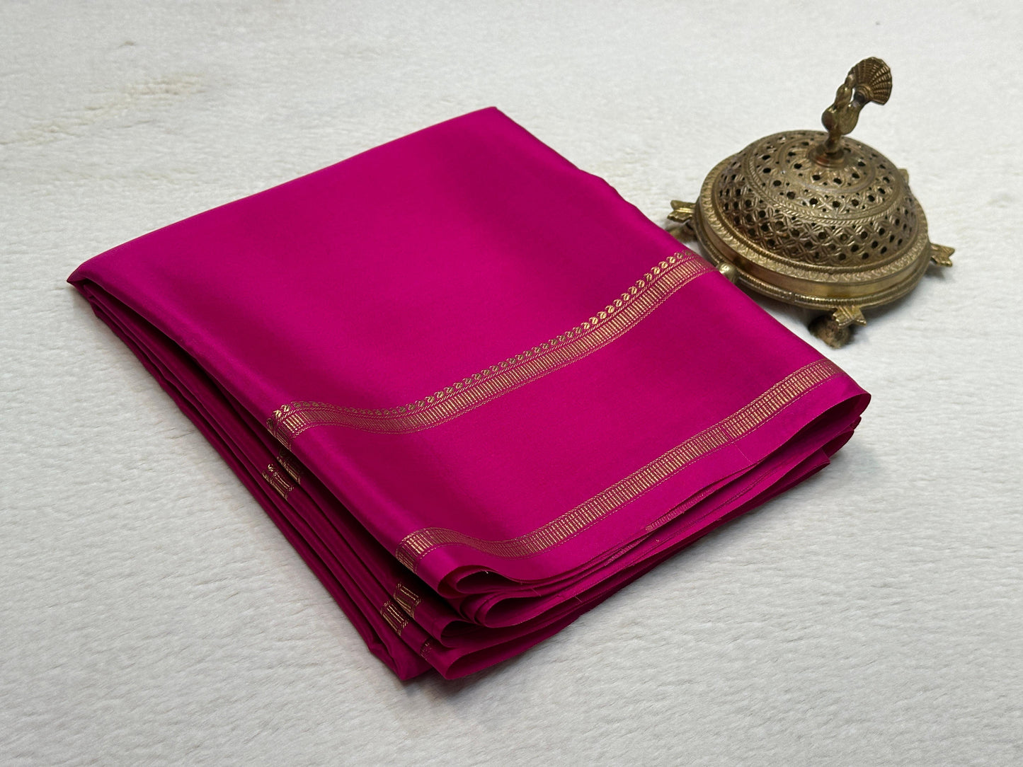 Pure Mysore Silk Real Gold and Silver Zari Work Saree