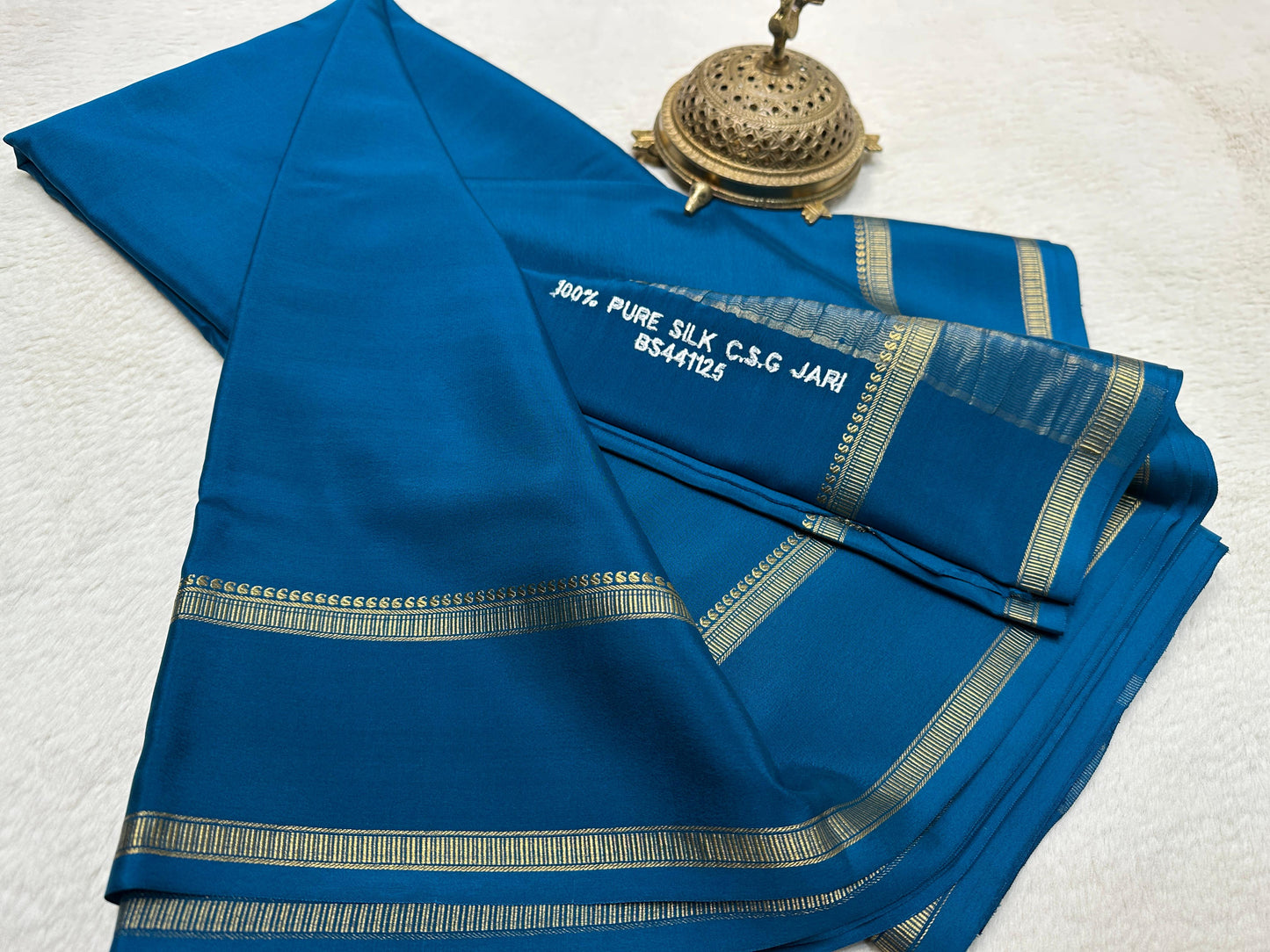 Pure Mysore Silk Real Gold and Silver Zari Work Saree