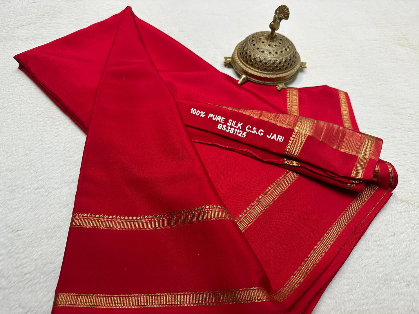 Pure Mysore Silk Real Gold and Silver Zari Work Saree