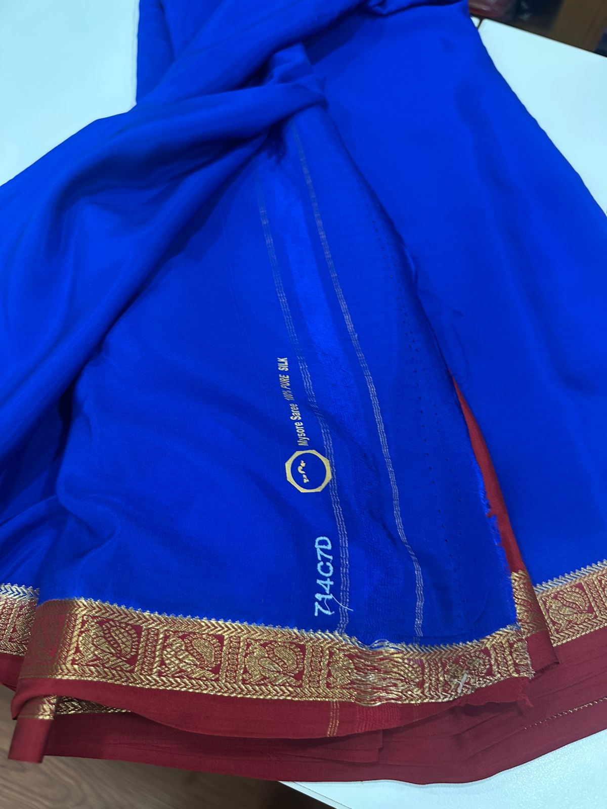 Pure Mysore Silk Real Gold and Silver Zari Work Saree