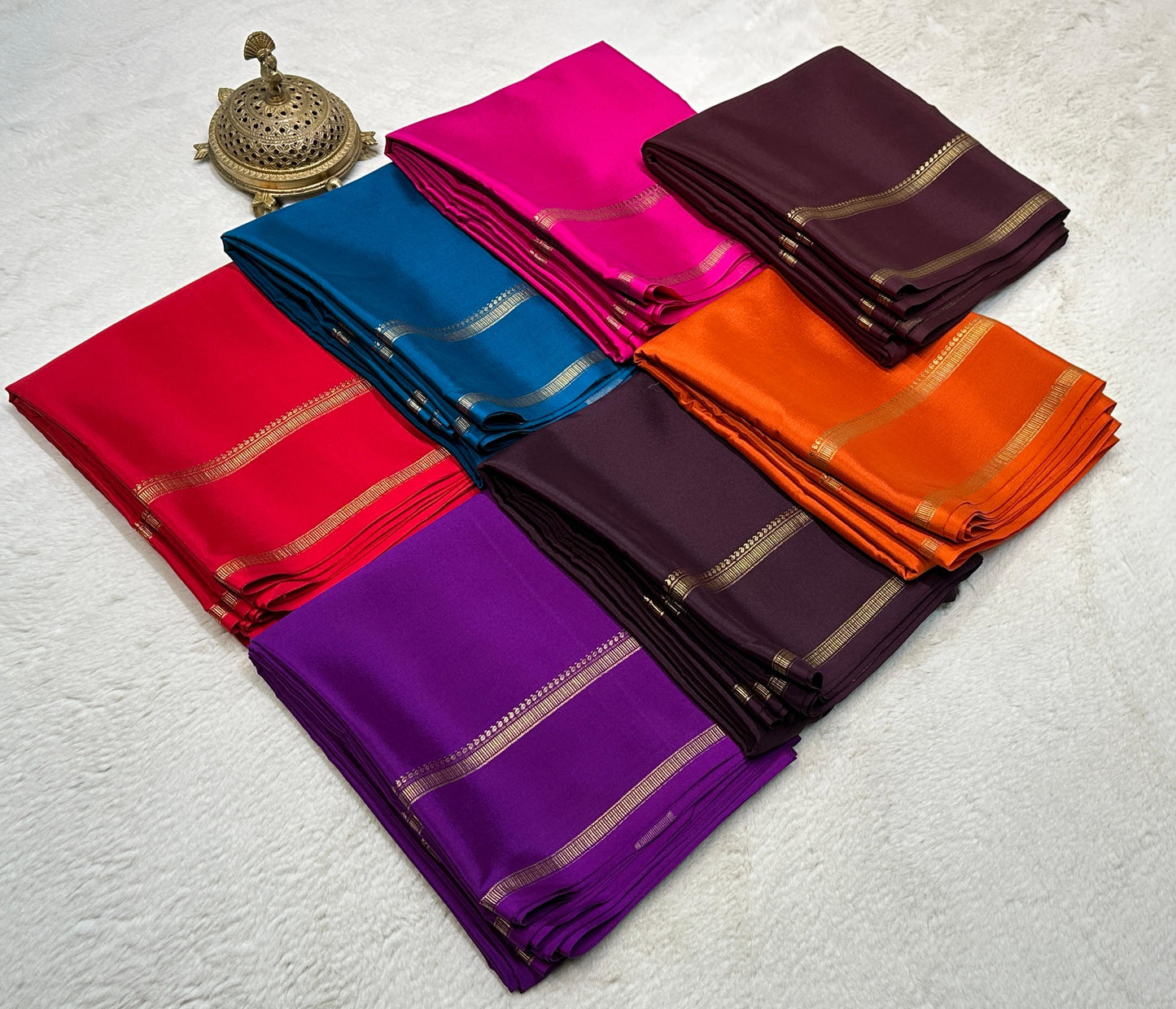 Pure Mysore Silk Real Gold and Silver Zari Work Saree