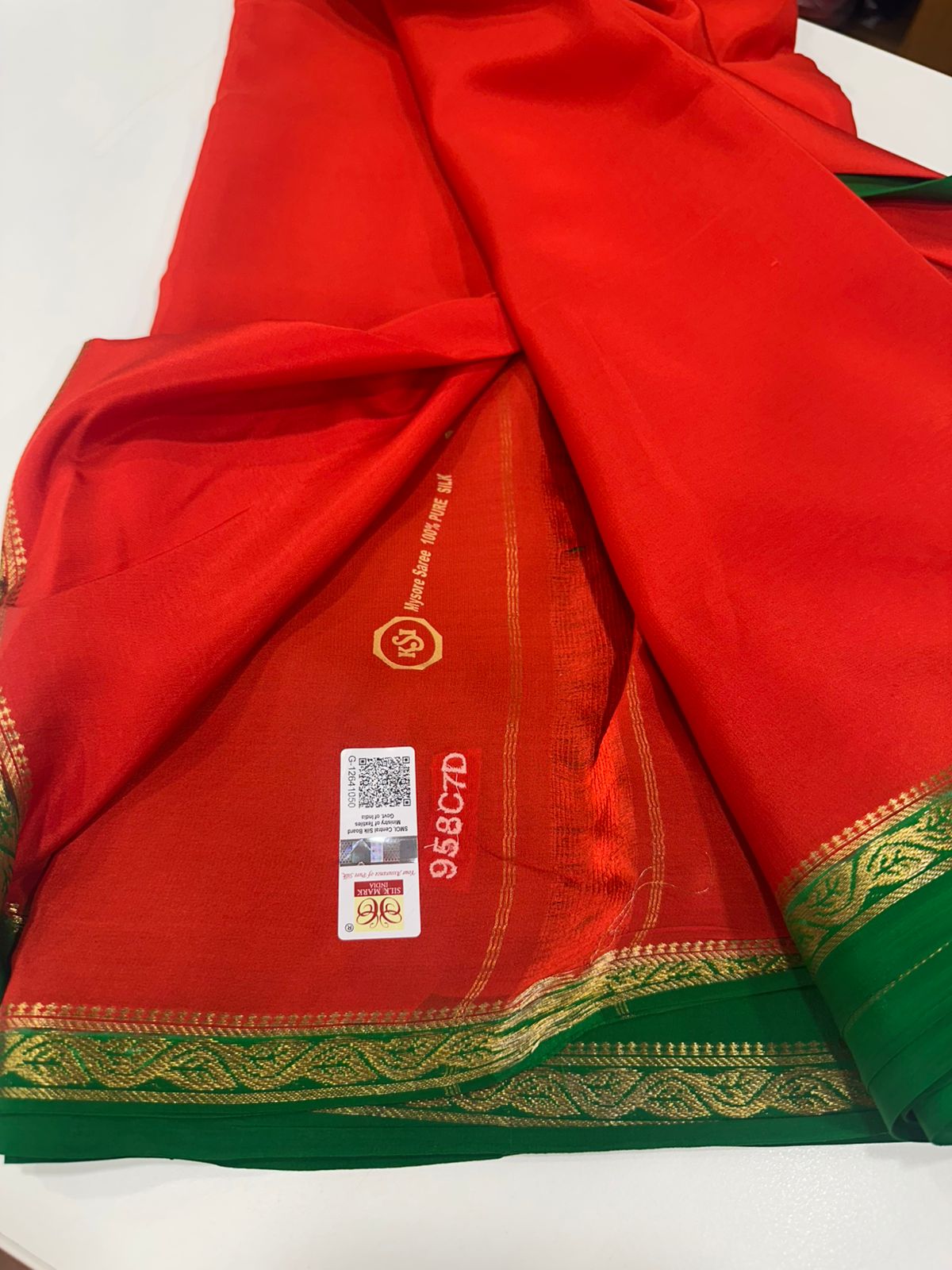 Pure Mysore Silk Real Gold and Silver Zari Work Saree