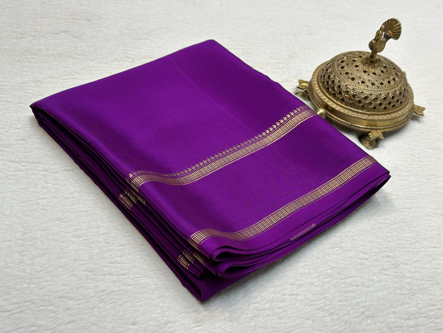 Pure Mysore Silk Real Gold and Silver Zari Work Saree