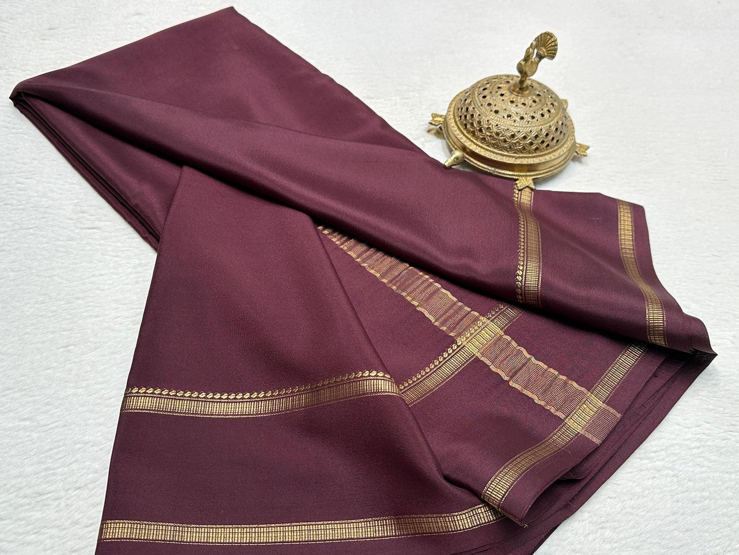 Pure Mysore Silk Real Gold and Silver Zari Work Saree