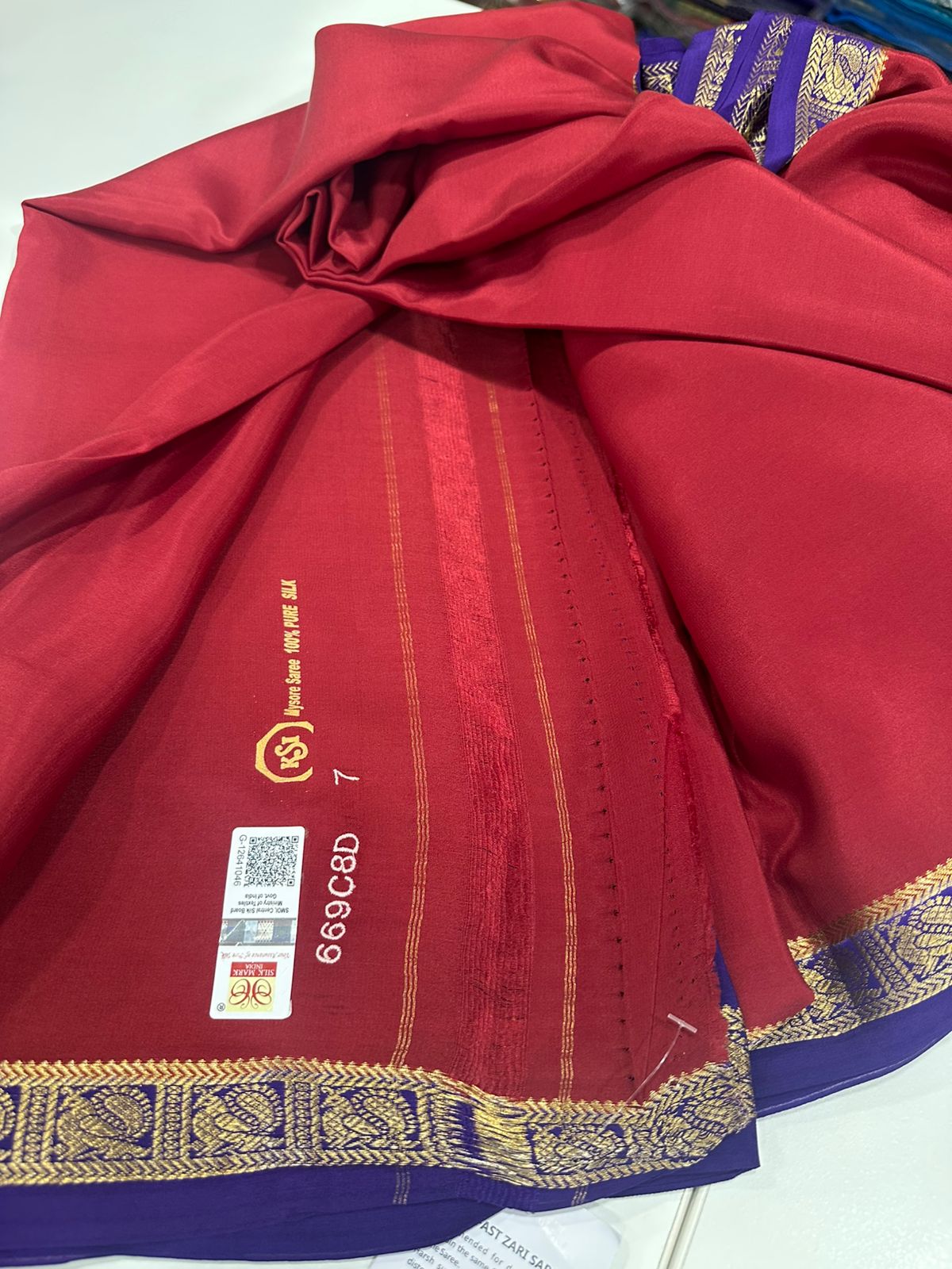 Pure Mysore Silk Real Gold and Silver Zari Work Saree