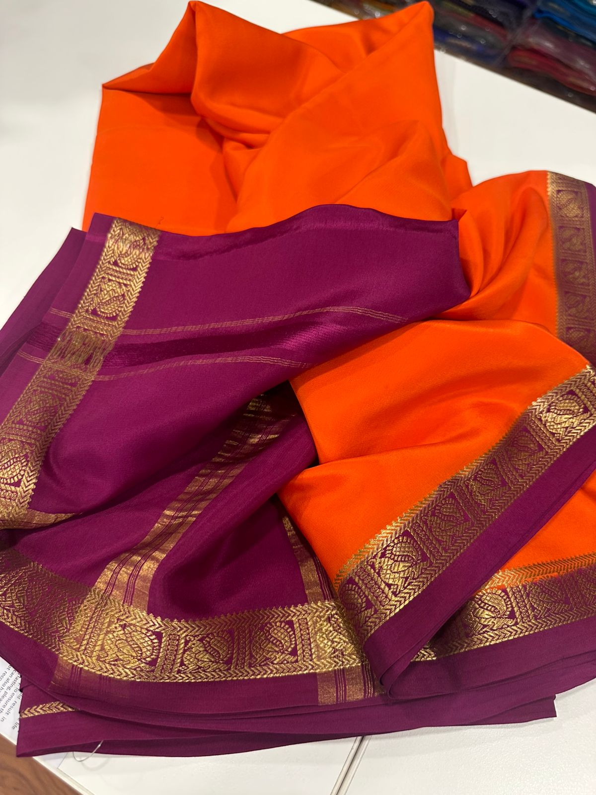 Pure Mysore Silk Real Gold and Silver Zari Work Saree