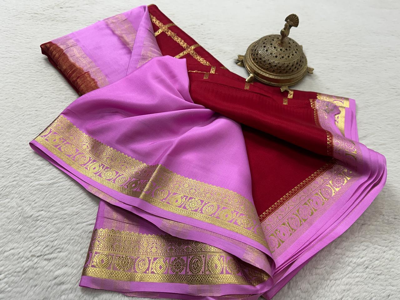 Pure Mysore Silk Checks and Sahara Pattern Saree