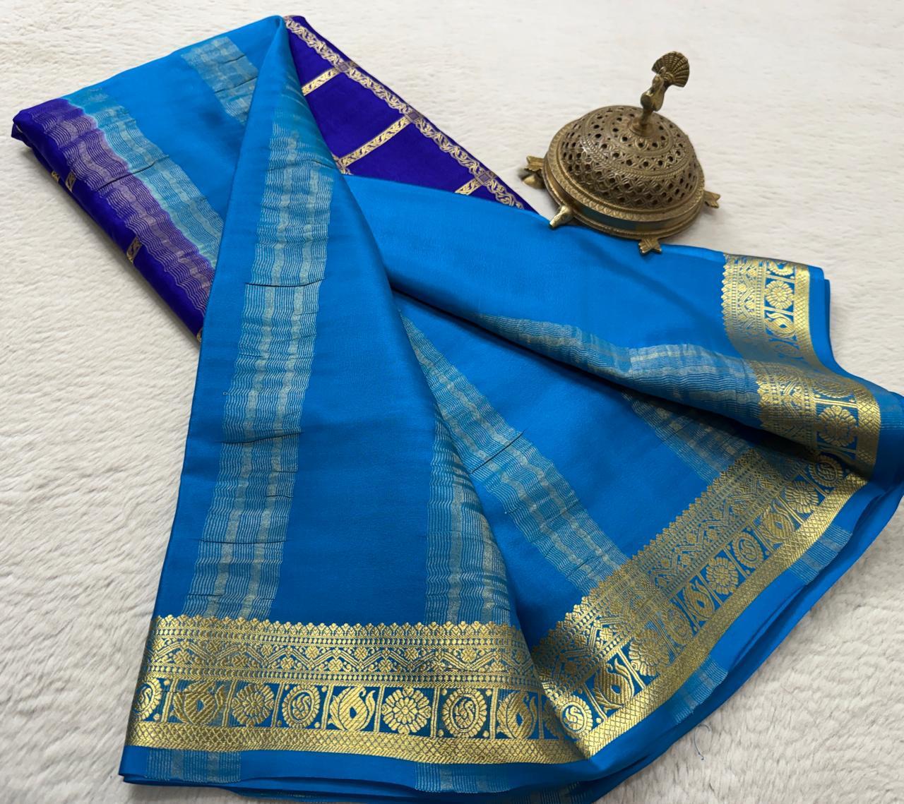Pure Mysore Silk Checks and Sahara Pattern Saree