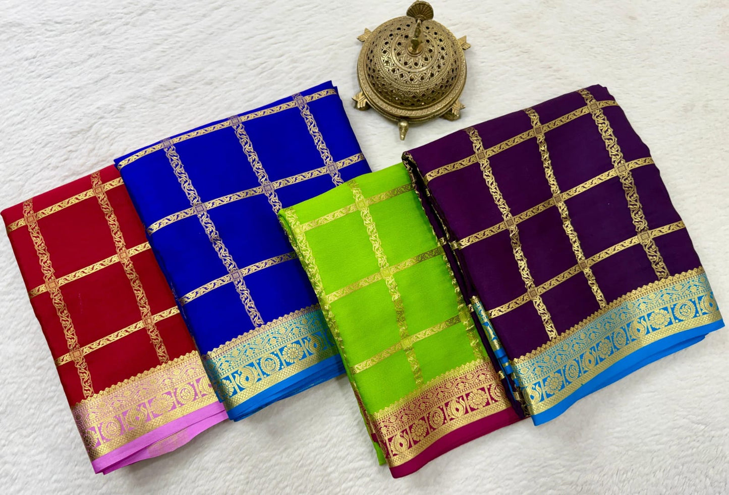 Pure Mysore Silk Checks and Sahara Pattern Saree
