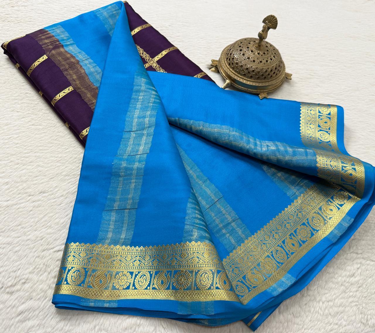 Pure Mysore Silk Checks and Sahara Pattern Saree