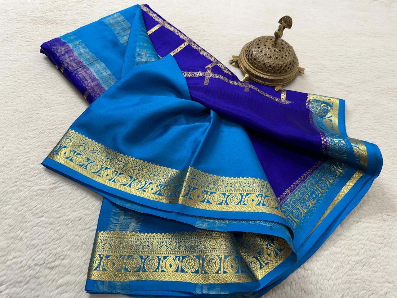Pure Mysore Silk Checks and Sahara Pattern Saree