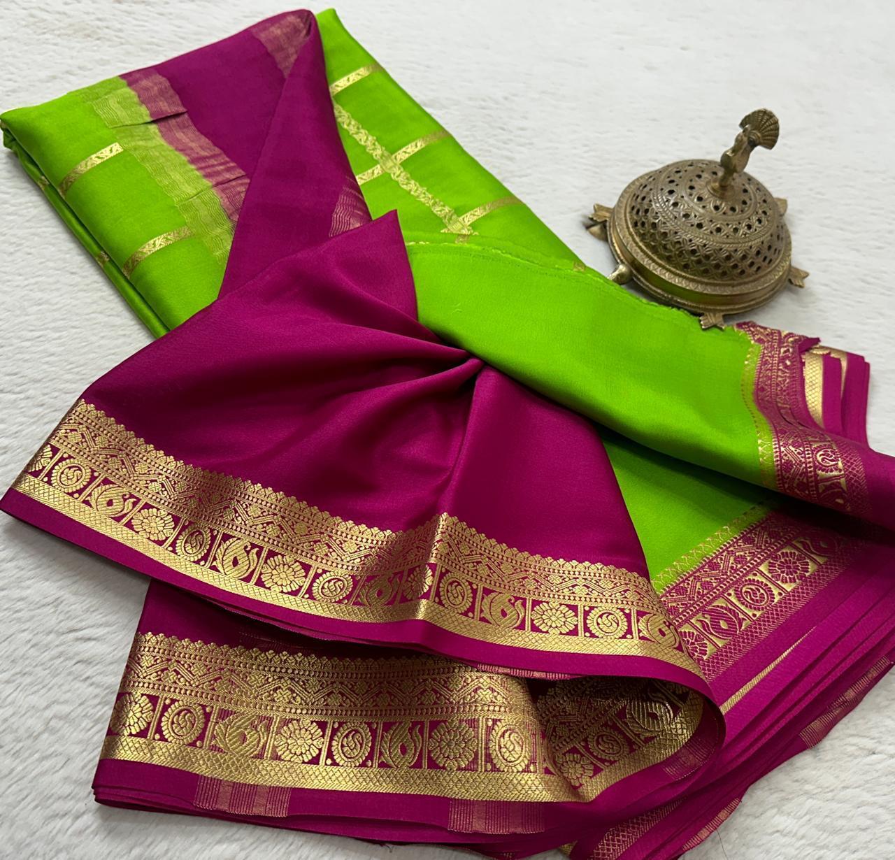 Pure Mysore Silk Checks and Sahara Pattern Saree
