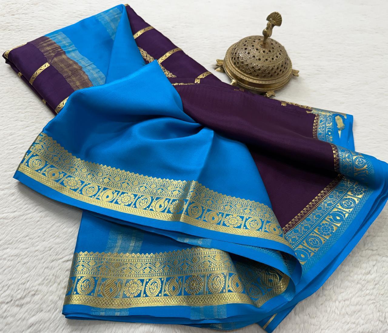 Pure Mysore Silk Checks and Sahara Pattern Saree