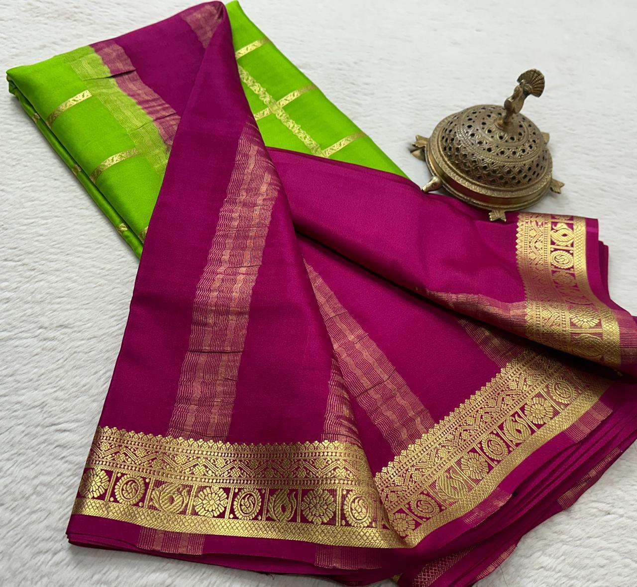 Pure Mysore Silk Checks and Sahara Pattern Saree
