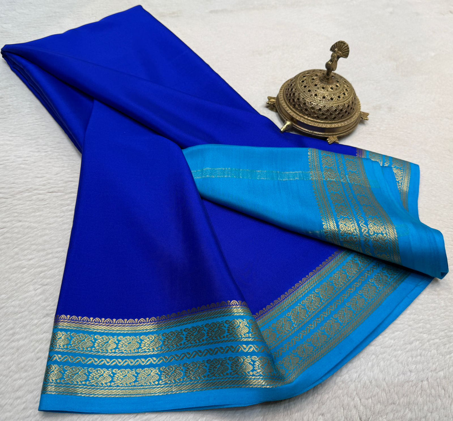 Pure Mysore Silk Mango and Chakra Border Saree
