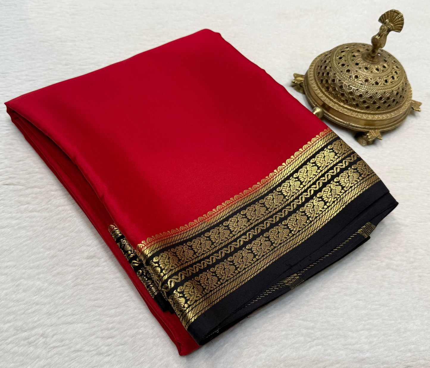 Pure Mysore Silk Mango and Chakra Border Saree