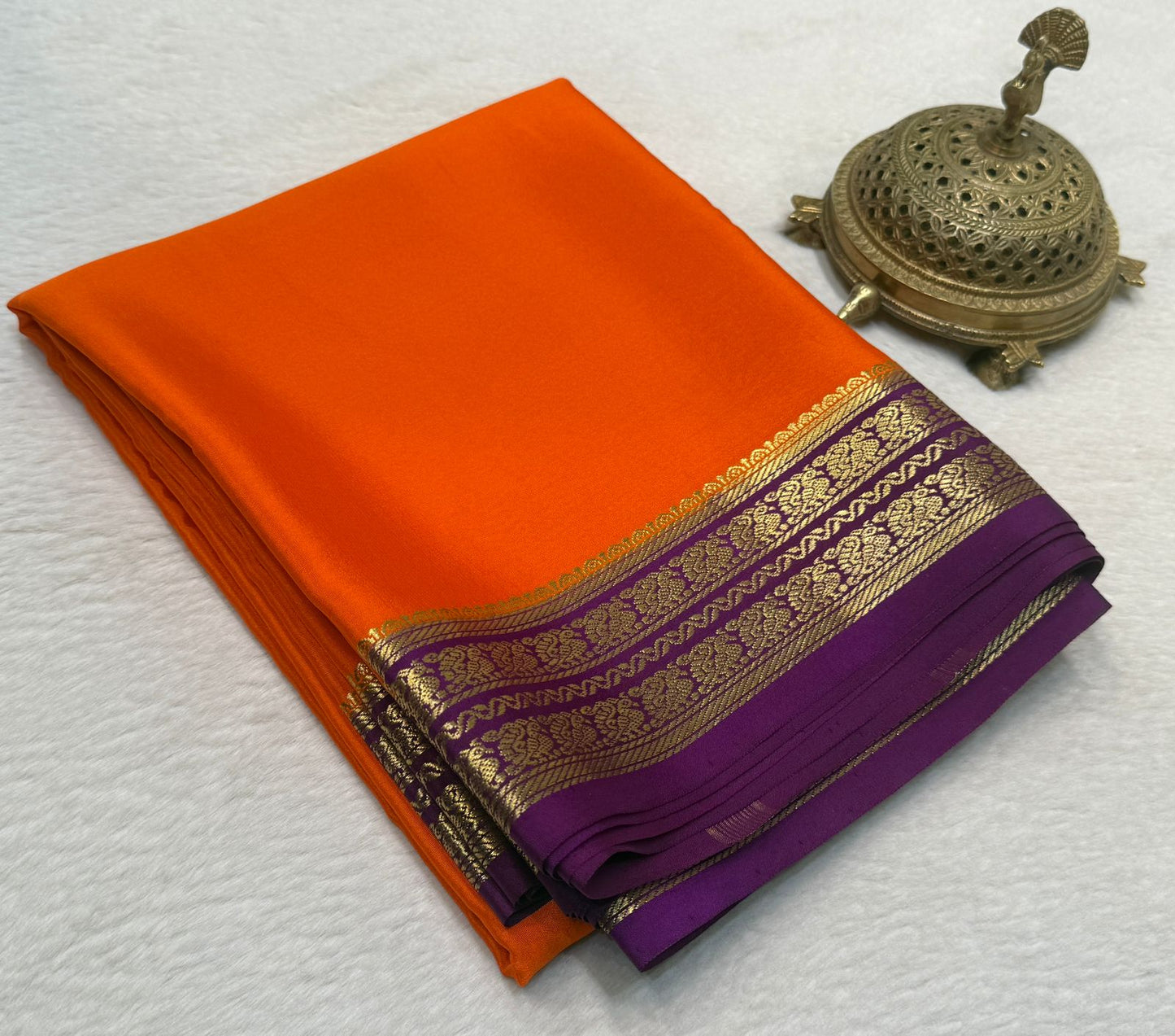 Pure Mysore Silk Mango and Chakra Border Saree