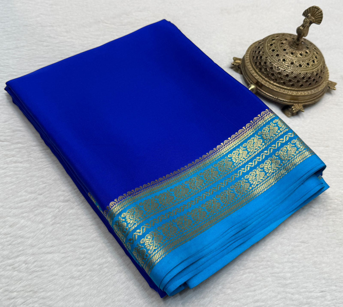 Pure Mysore Silk Mango and Chakra Border Saree