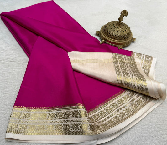 Pure Mysore Silk Mango and Chakra Border Saree