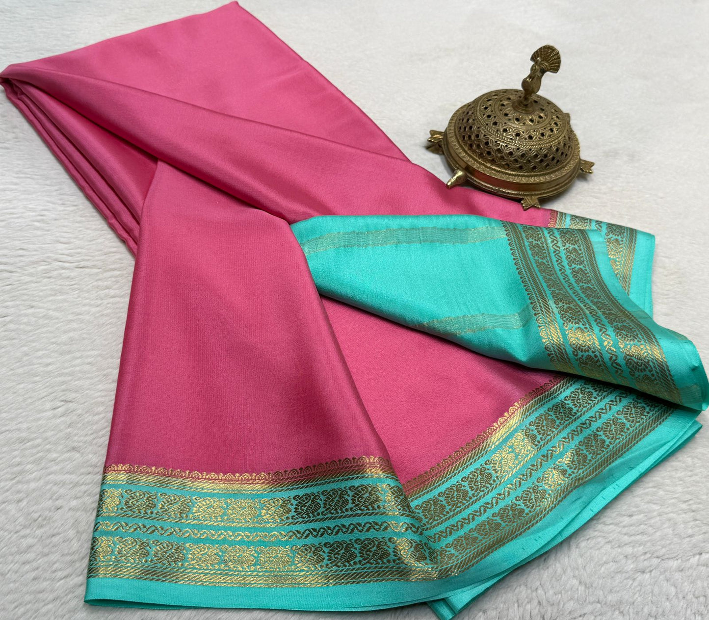 Pure Mysore Silk Mango and Chakra Border Saree