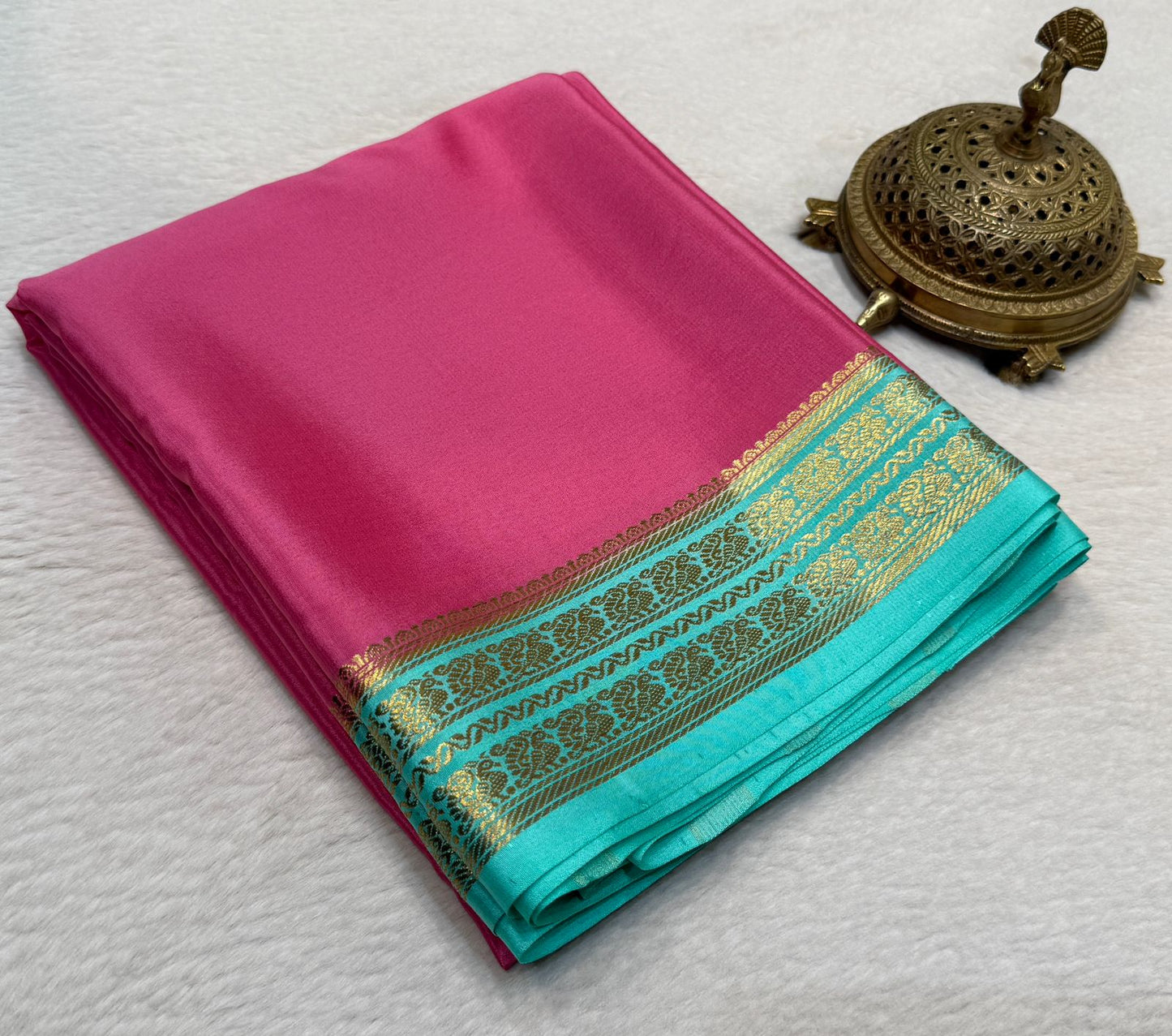 Pure Mysore Silk Mango and Chakra Border Saree