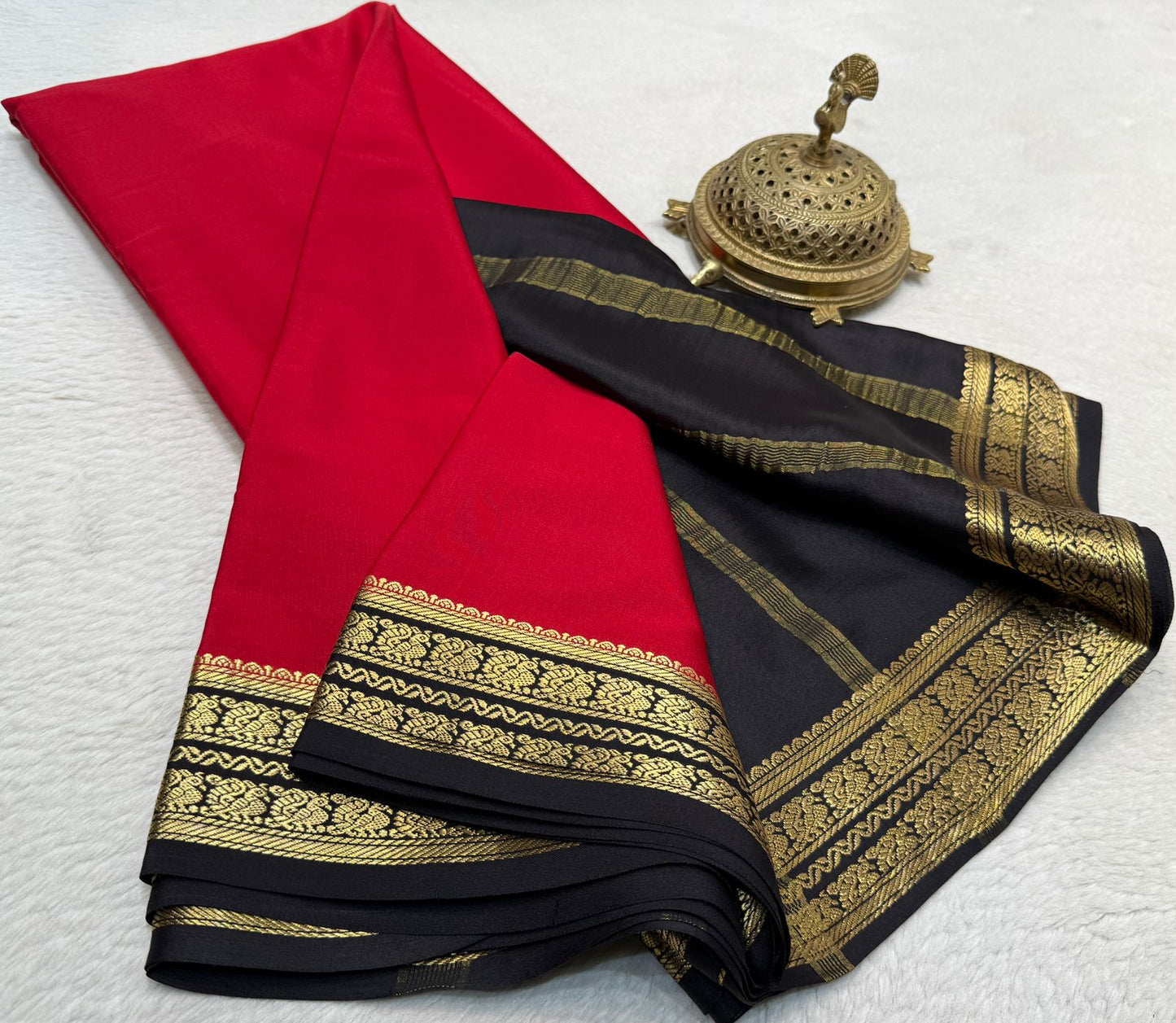 Pure Mysore Silk Mango and Chakra Border Saree