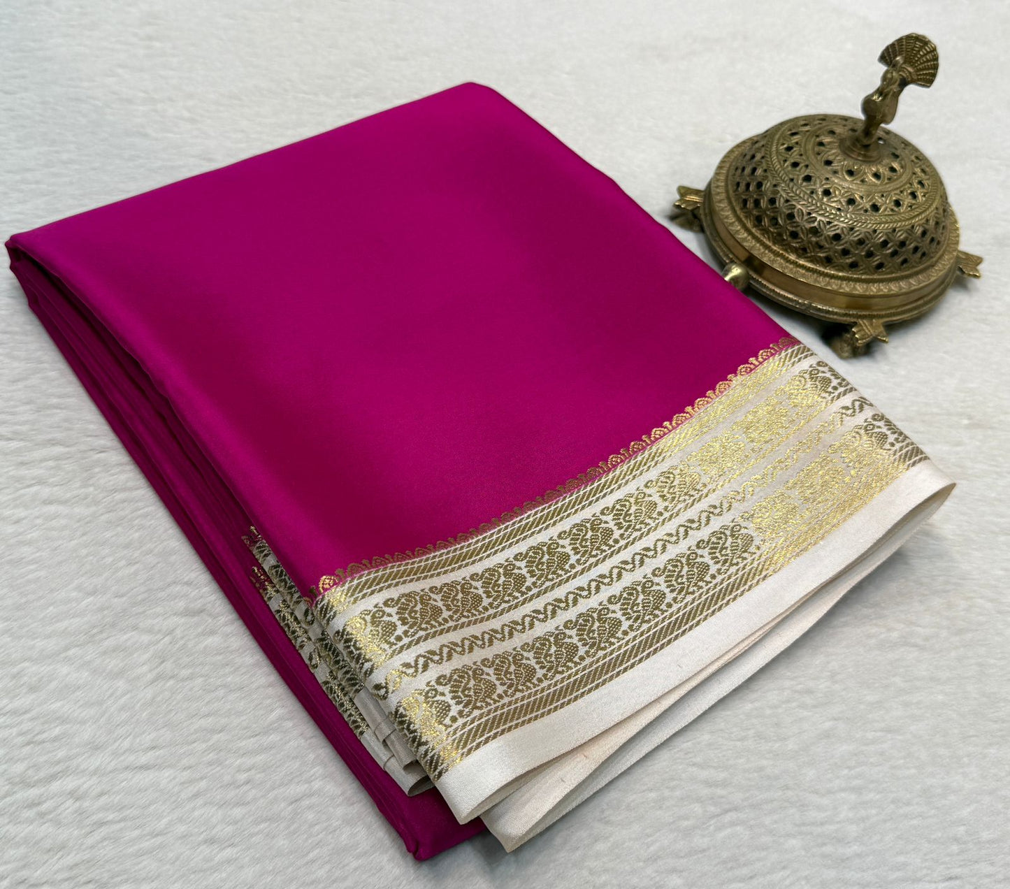 Pure Mysore Silk Mango and Chakra Border Saree
