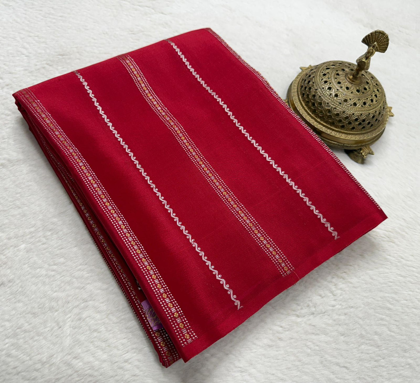 Pure Mysore Silk Half Inch Checked Saree