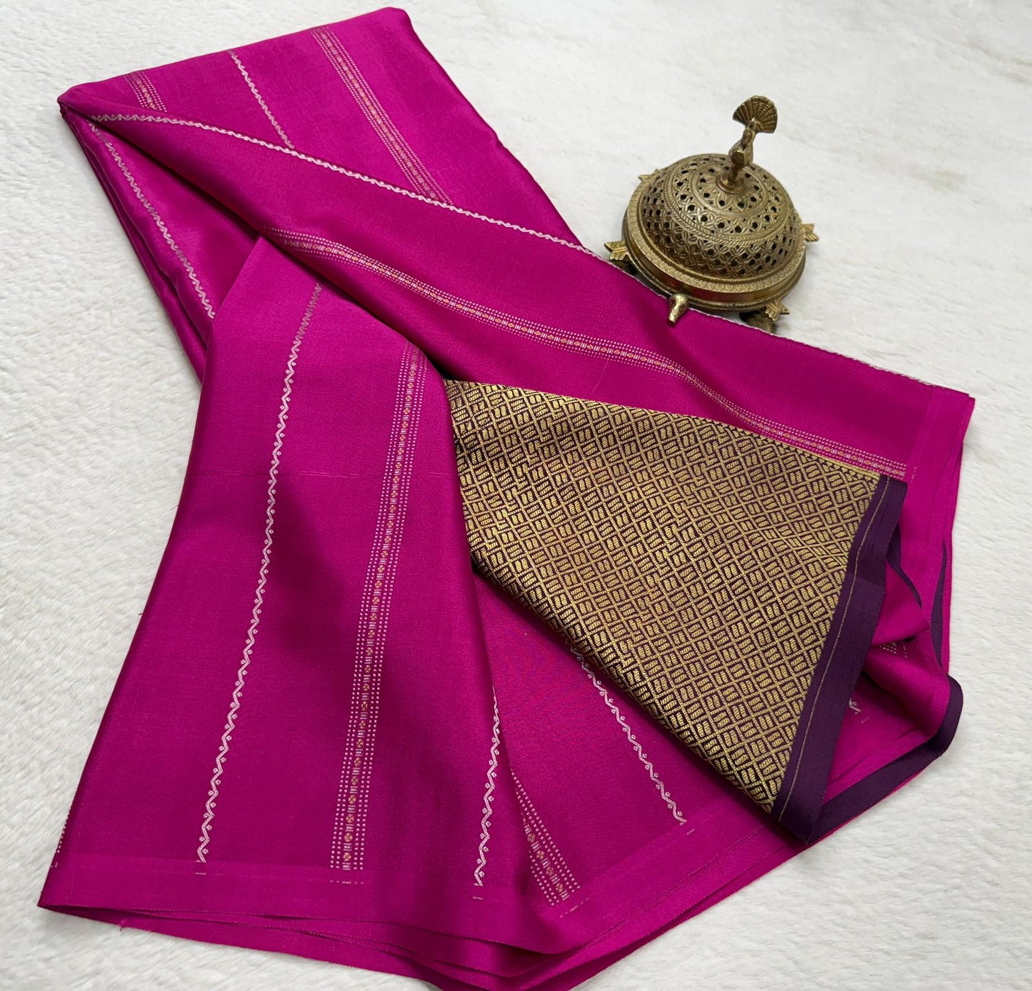 Pure Mysore Silk Half Inch Checked Saree