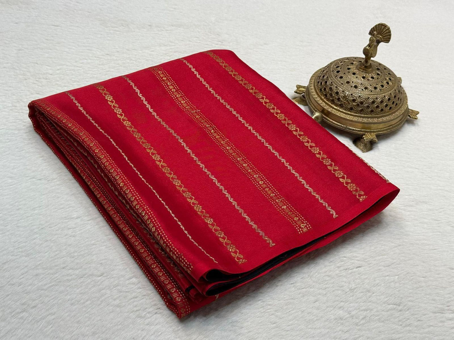 Pure Mysore Silk Half Inch Checked Saree