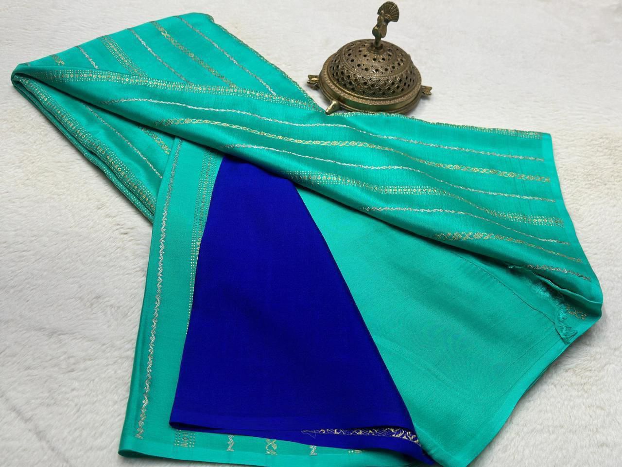Pure Mysore Silk Half Inch Checked Saree
