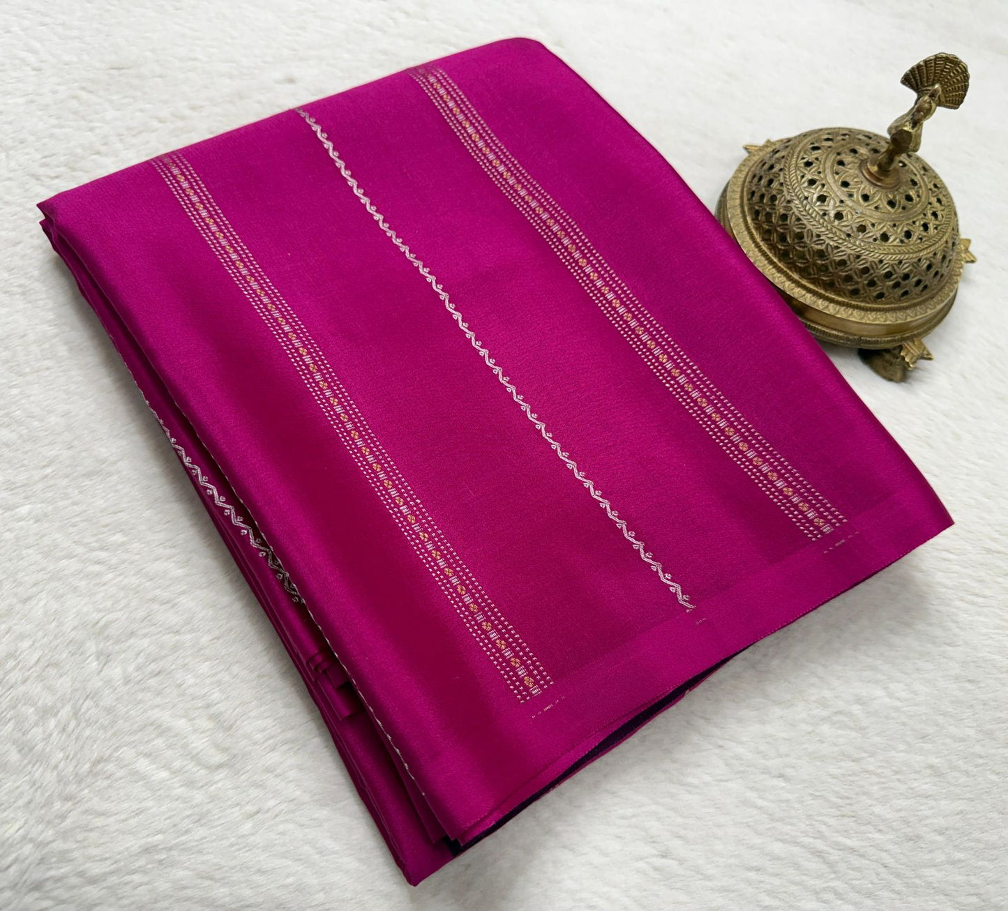 Pure Mysore Silk Half Inch Checked Saree