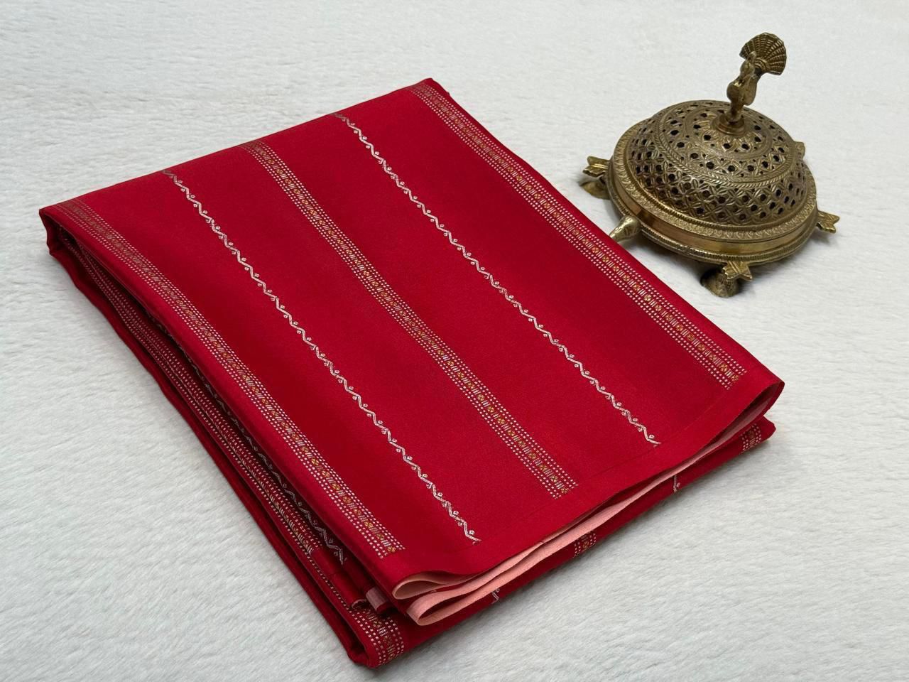 Pure Mysore Silk Half Inch Checked Saree