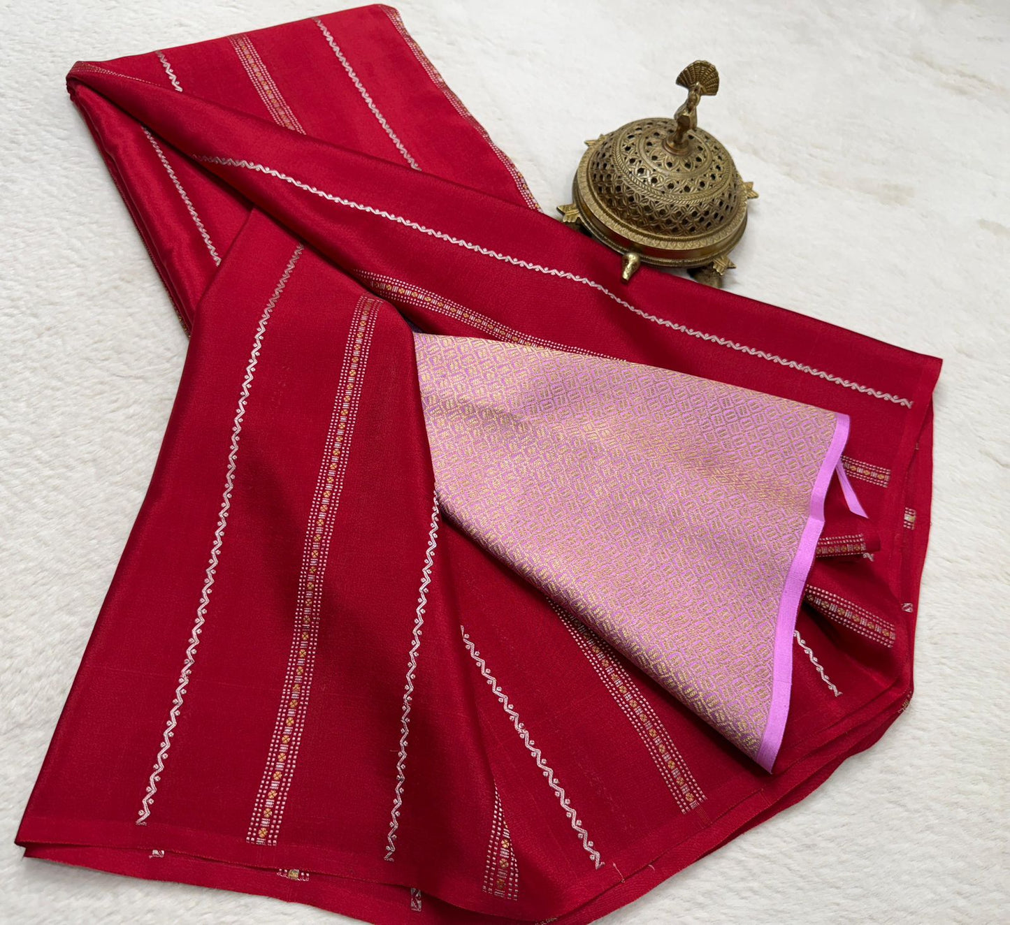 Pure Mysore Silk Half Inch Checked Saree