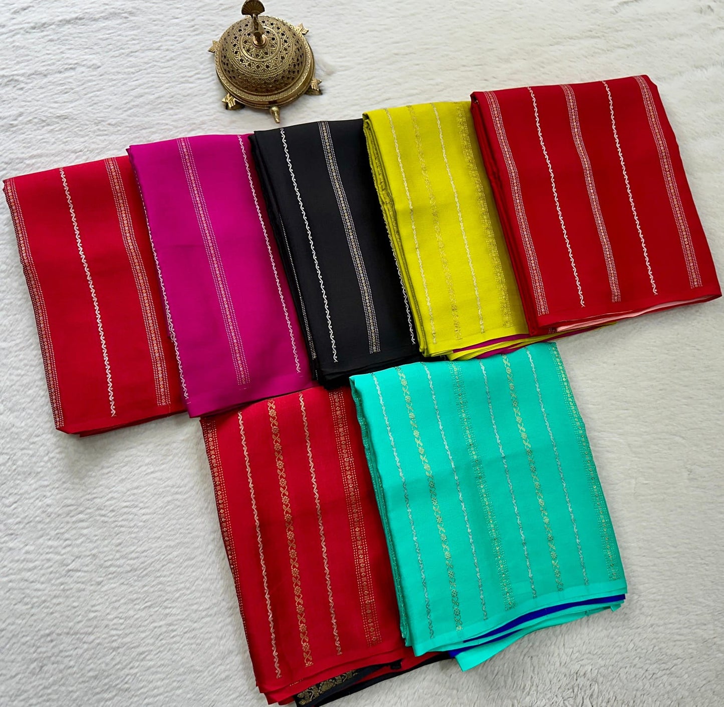 Pure Mysore Silk Half Inch Checked Saree