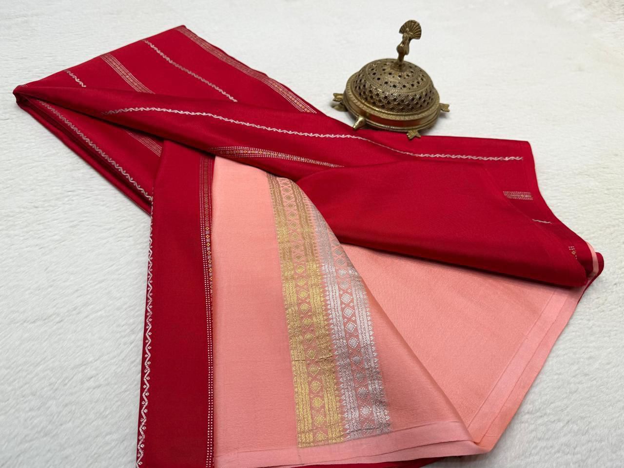 Pure Mysore Silk Half Inch Checked Saree