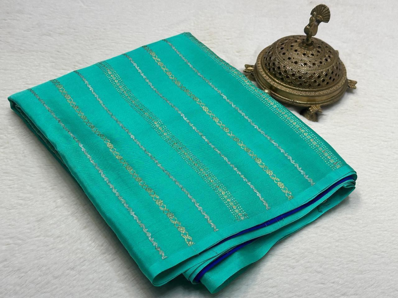 Pure Mysore Silk Half Inch Checked Saree