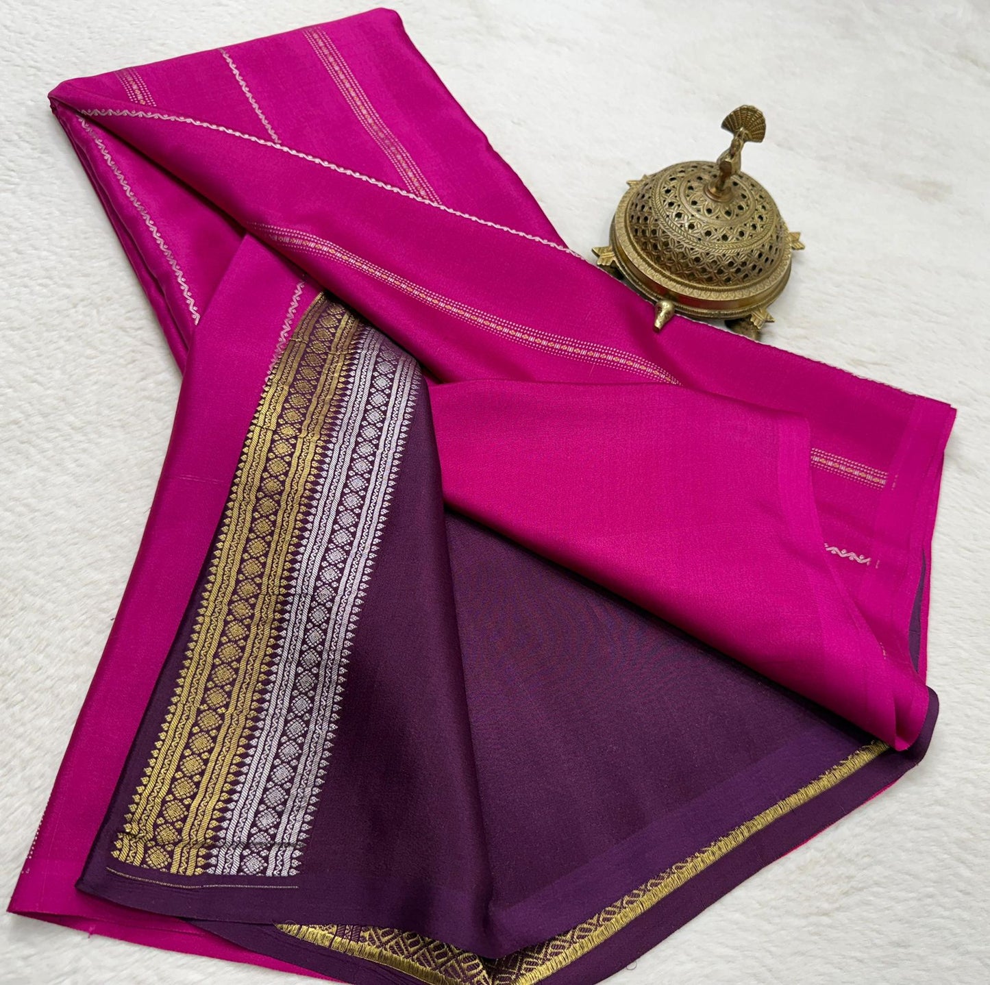 Pure Mysore Silk Half Inch Checked Saree
