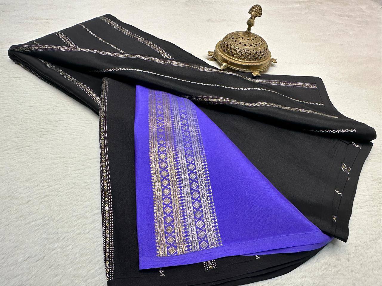Pure Mysore Silk Half Inch Checked Saree