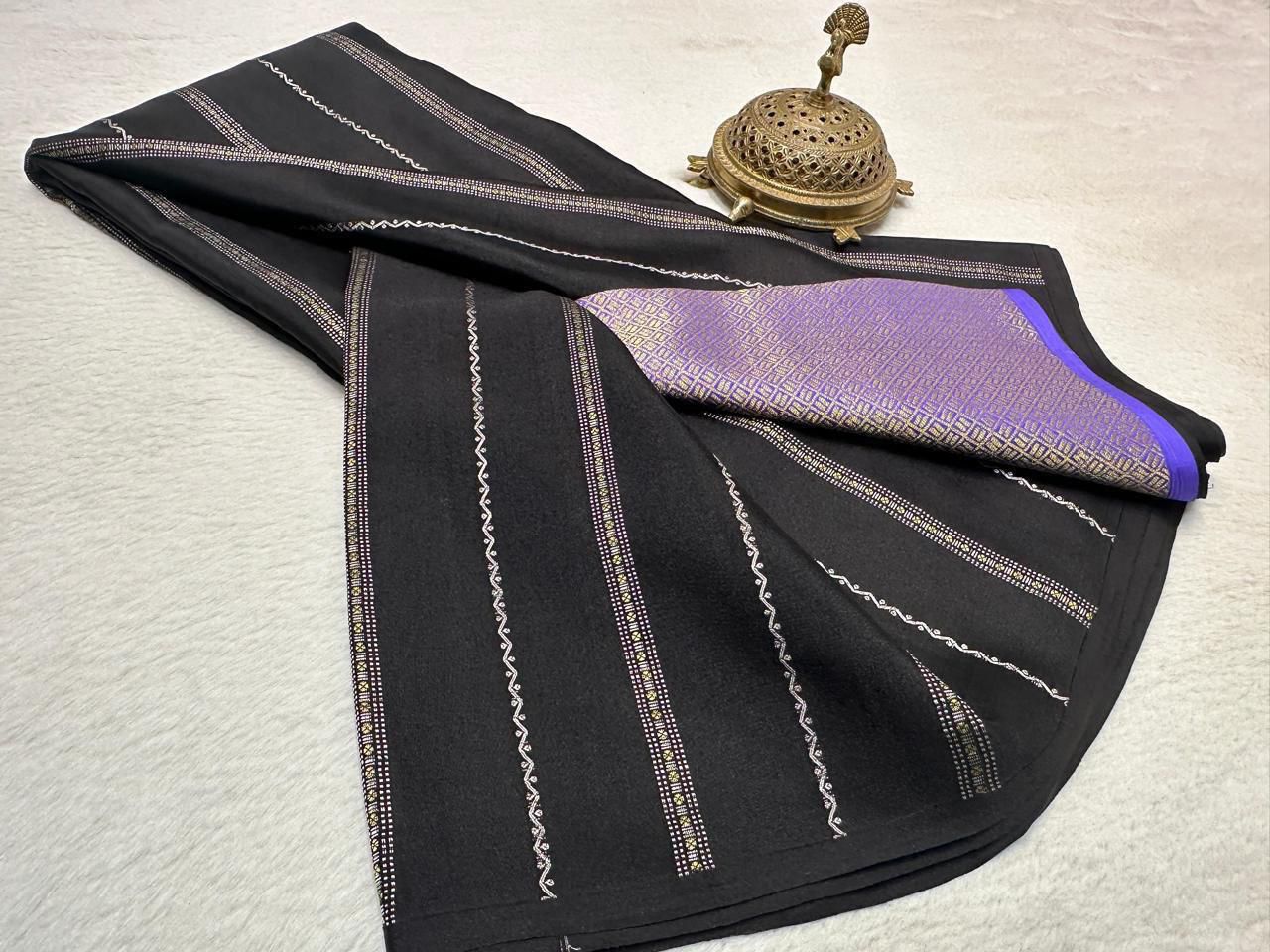 Pure Mysore Silk Half Inch Checked Saree